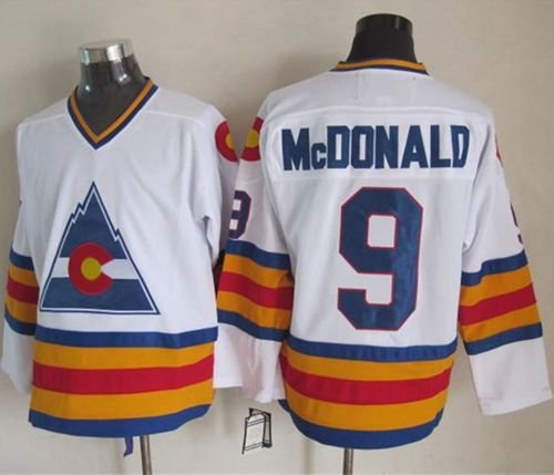 Avalanche #9 Lanny McDonald White CCM Throwback Stitched NHL Jersey - AVS60