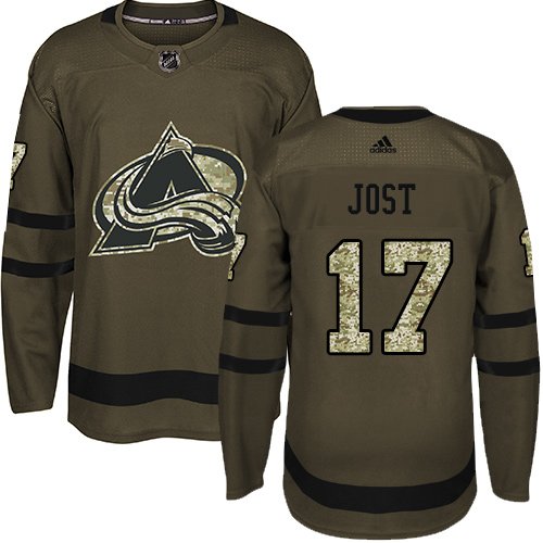 Adidas Avalanche #17 Tyson Jost Green Salute to Service Stitched NHL Jersey - AVS160