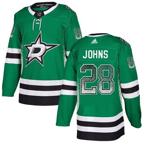 Adidas Stars #28 Stephen Johns Green Home Authentic Drift Fashion Stitched NHL Jersey - DLS76