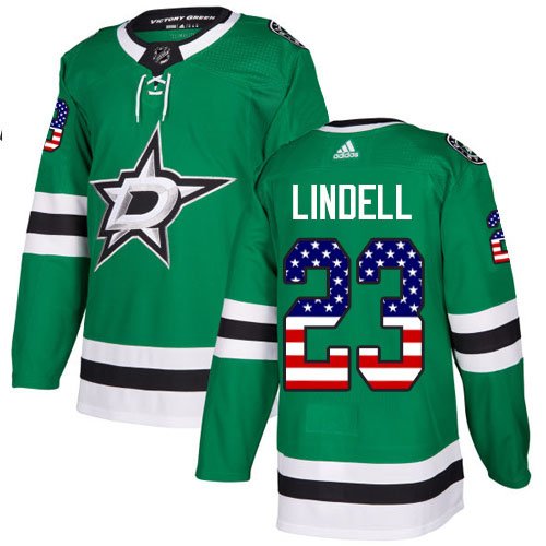 Adidas Stars #23 Esa Lindell Green Home Authentic USA Flag Stitched NHL Jersey - DLS200
