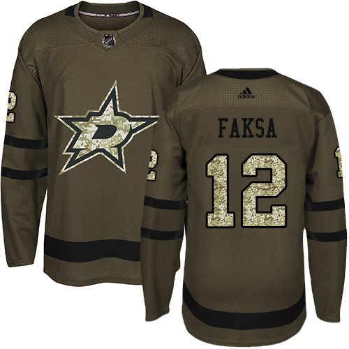Adidas Stars #12 Radek Faksa Green Salute to Service Stitched NHL Jersey - DLS65