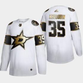 Dallas Stars #35 Anton Khudobin Adidas White Golden Edition Limited Stitched NHL Jersey? - DLS197