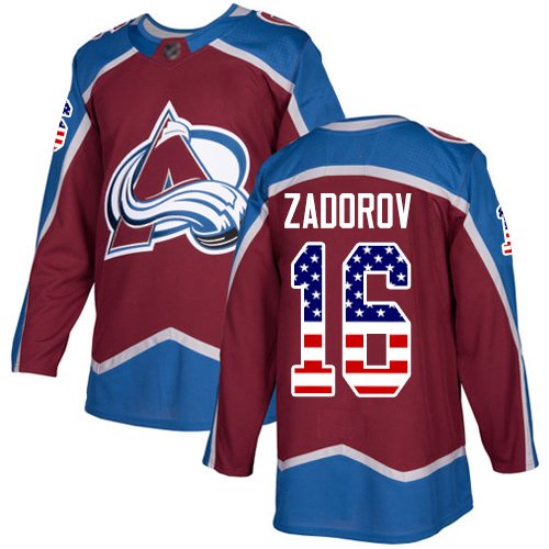 Adidas Avalanche #16 Nikita Zadorov Burgundy Home Authentic USA Flag Stitched NHL Jersey - AVS15