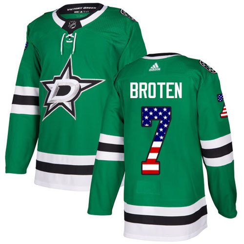 Adidas Stars #7 Neal Broten Green Home Authentic USA Flag Stitched NHL Jersey - DLS244